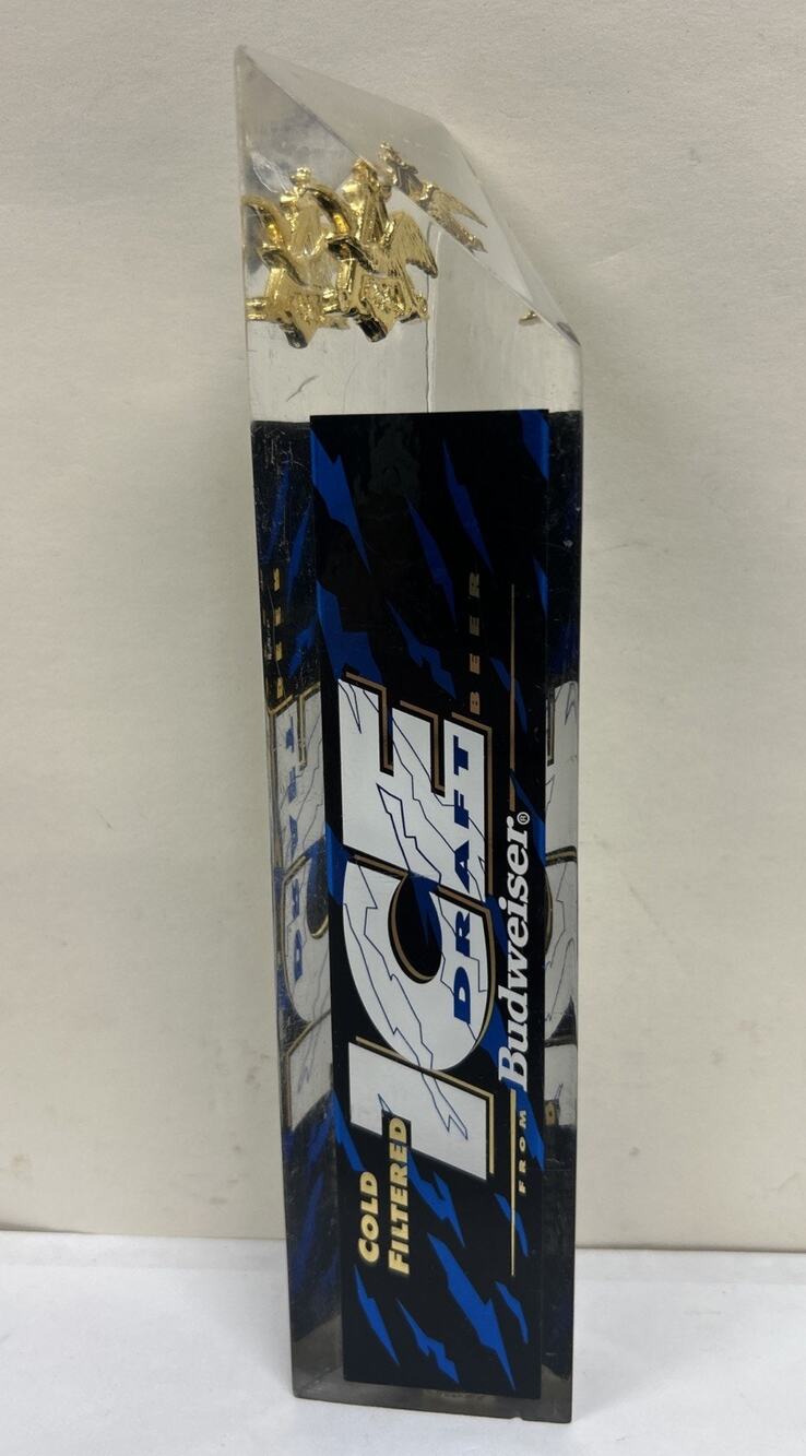 Vintage Bud Ice Draft Beer Tap Handle 10” Acrylic Gold Eagle Anheuser Busch